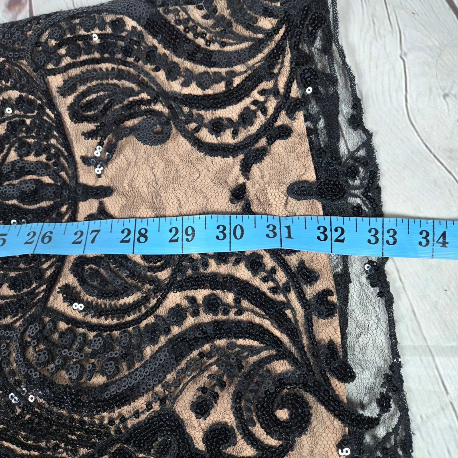 Free‎ People Black Night Shimmer Mini Dress Sequin Lace V Neck Size 6 OB553497 - Image 11