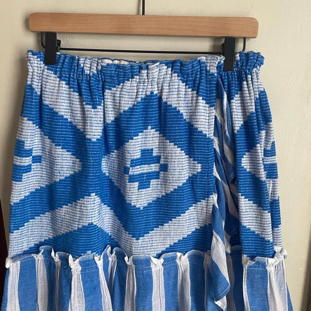 Lemlem Aztec Print Faux Wrap Ruffle Mini Stripe Skirt - Image 4