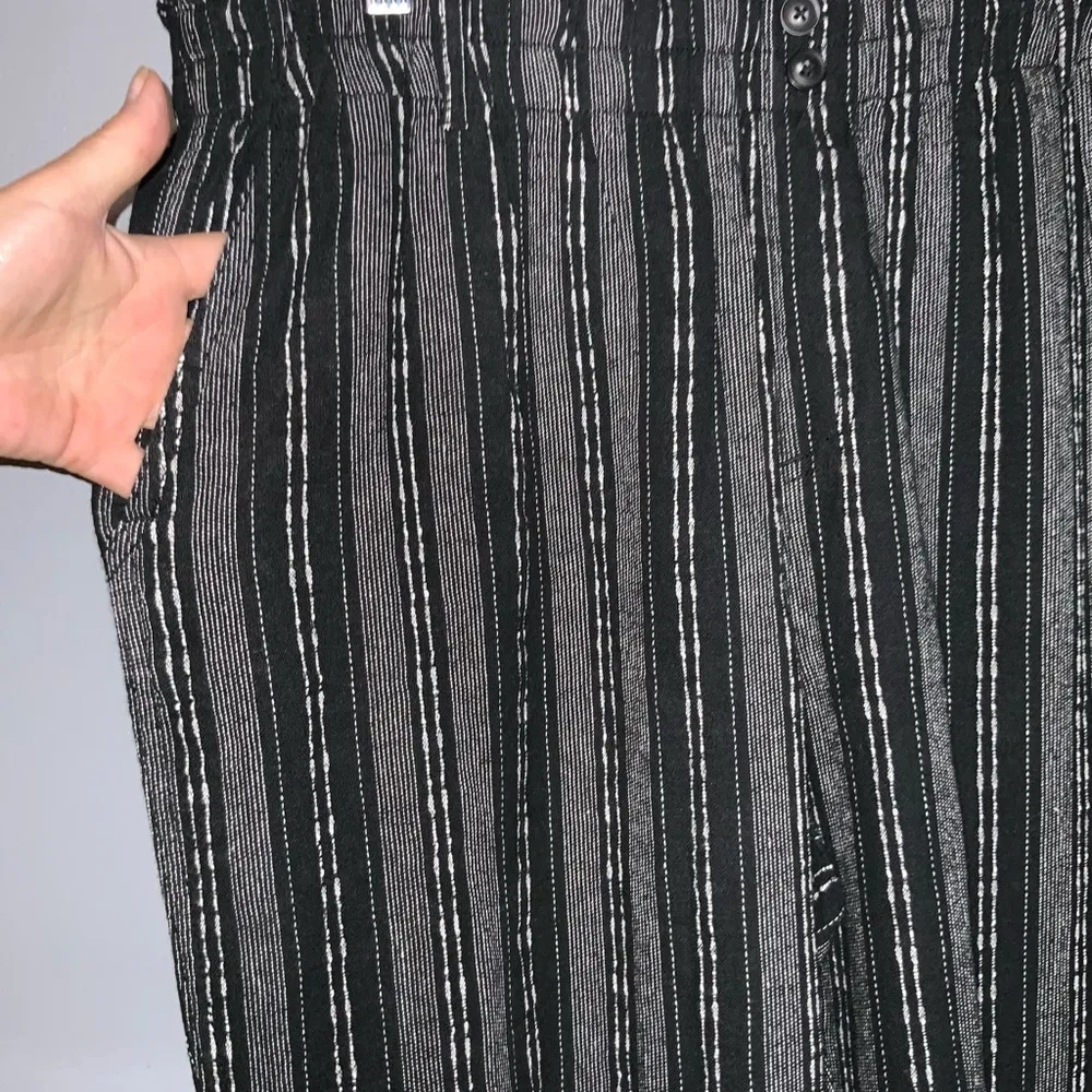 Briggs Black~White Stripe Linen Blend PullOn Elastic Waist Wide Leg Pants XL NWT - Image 5