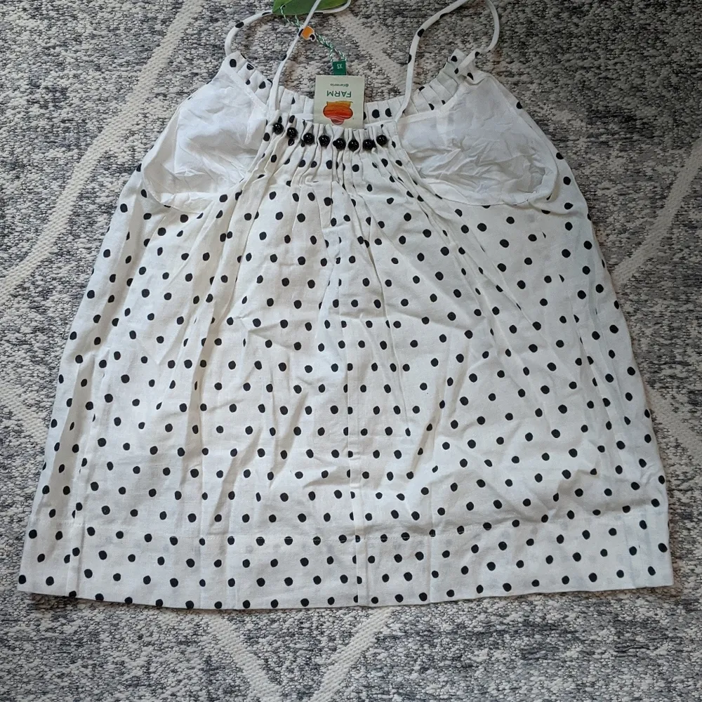 NWT Farm Rio | Onca Dot Beade Linen Blend Tank Top - Image 3