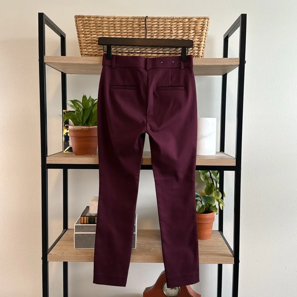 NWT Loft The Sutton Skinny Burgundy Mid-Rise Career Woven Dress Pant, 00P - Image 4