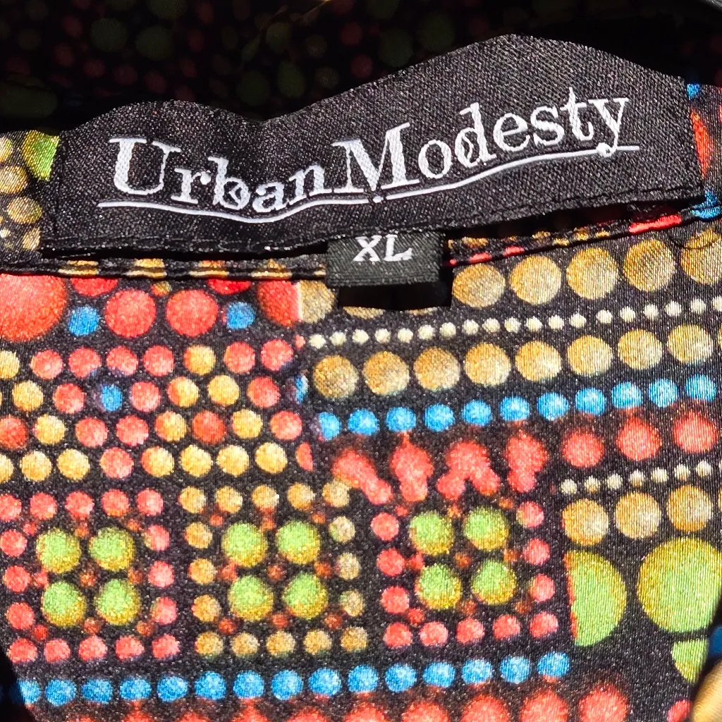 NWOT Urban Modesty Colorful Print Button Dress XL Red - Image 4