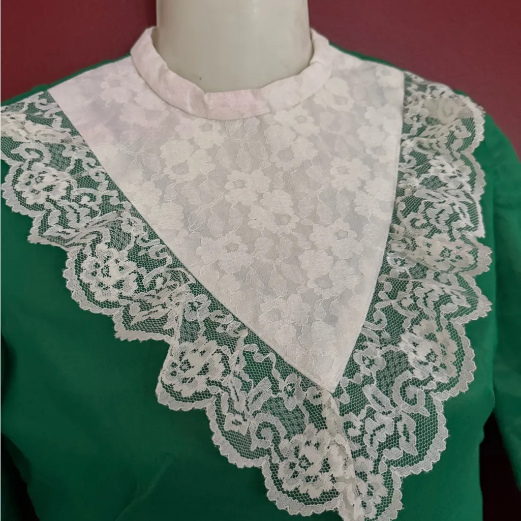 70s lace collar dress Green - Image 6