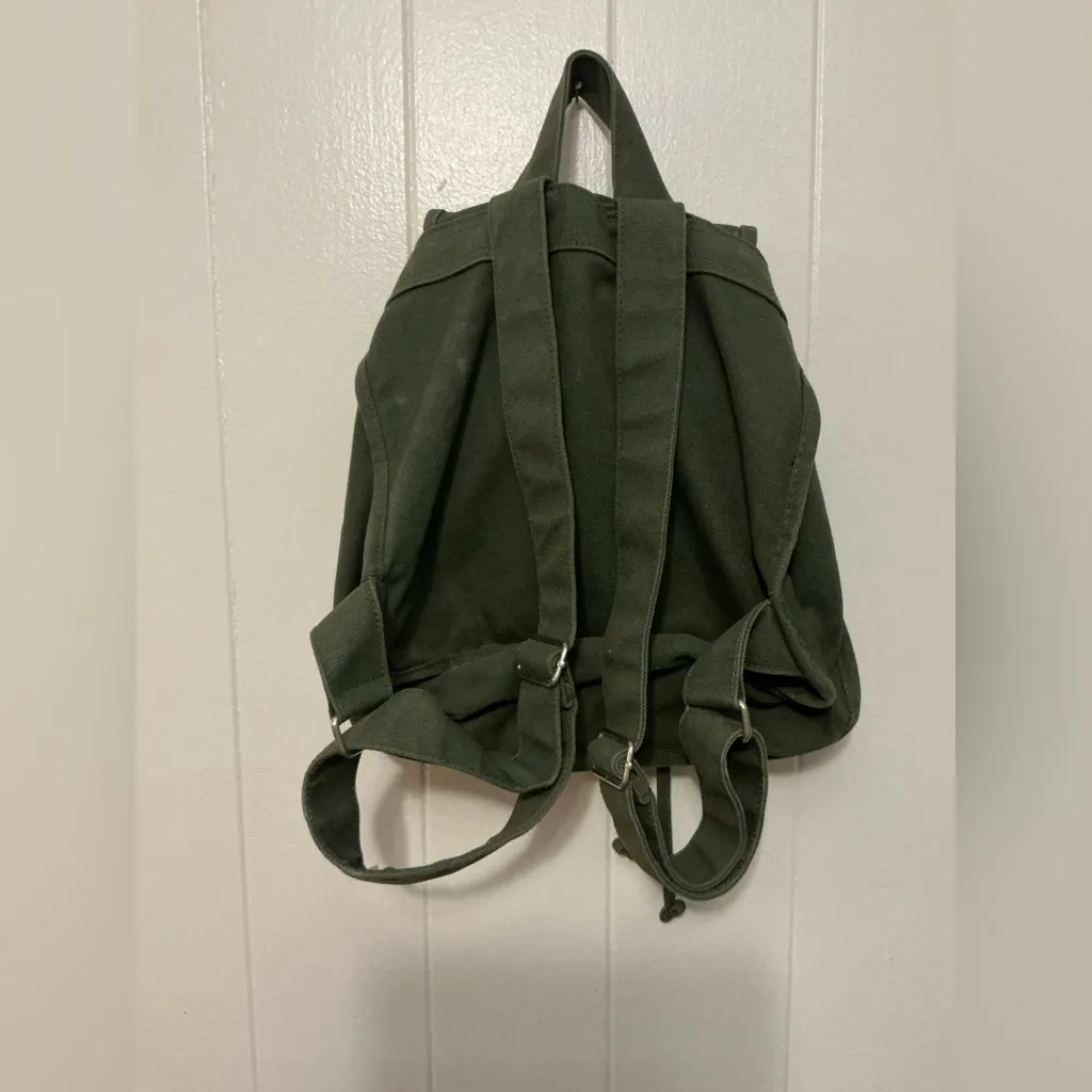 Rare HTF Vintage Olive Green Cotton Baggu Lightweight Backpack Bag - Image 5