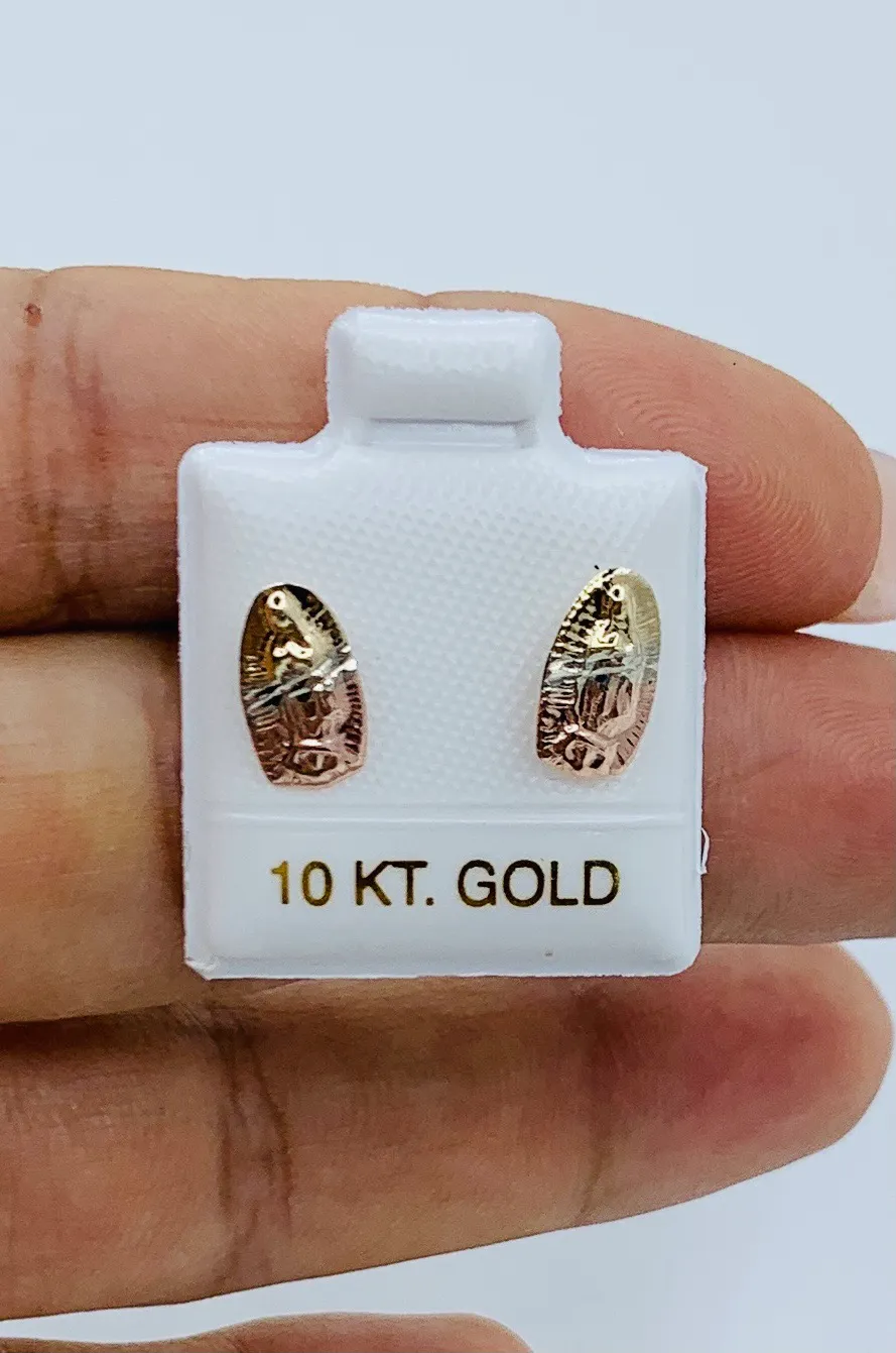 10k gold earrings studs Virgin Mary Studs 10mm - Image 3