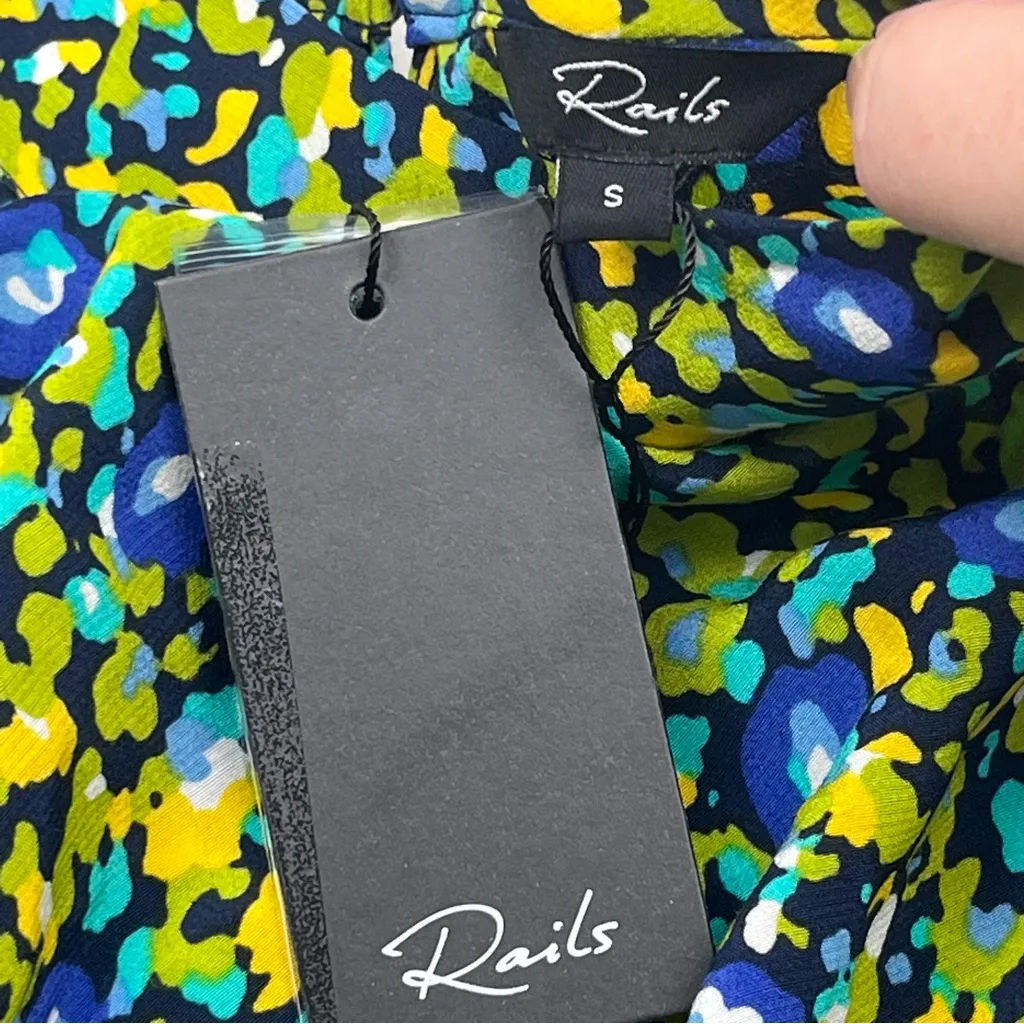 Rails Carmel Midi Dress Abstract‎ Garden Side Cutout Long Sleeve Size Small NEW - Image 4