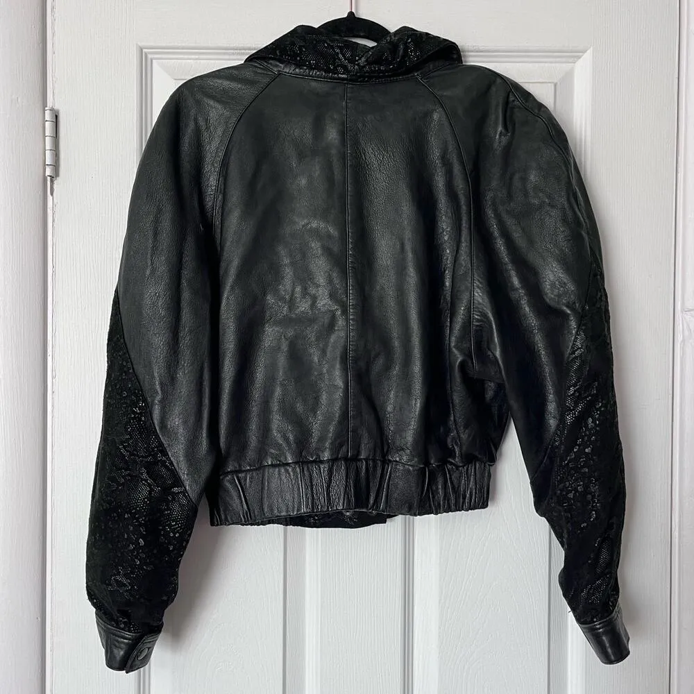 Snake Embossed Leather Jacket - Size M* - Image 5