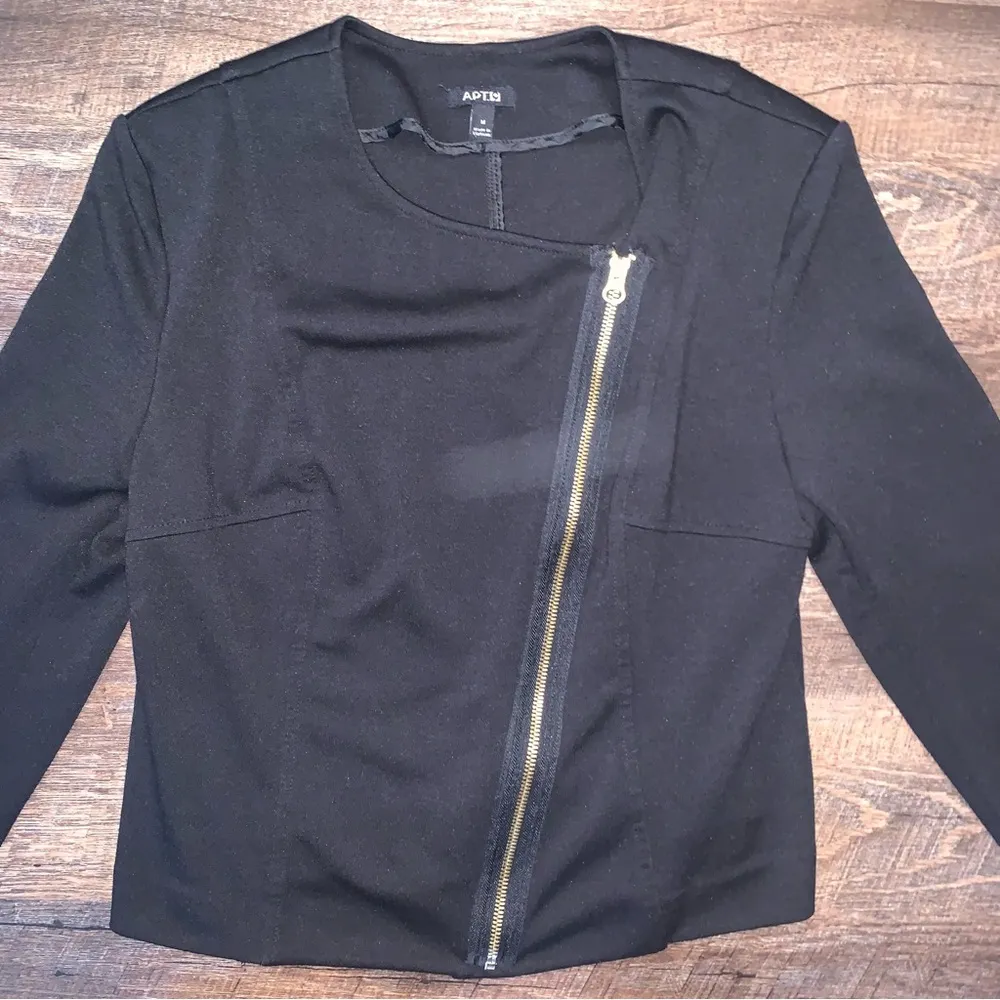 Apt. 9 Side Zip Jacket Black Motorcycle Style Women’s Size Large - Image 3