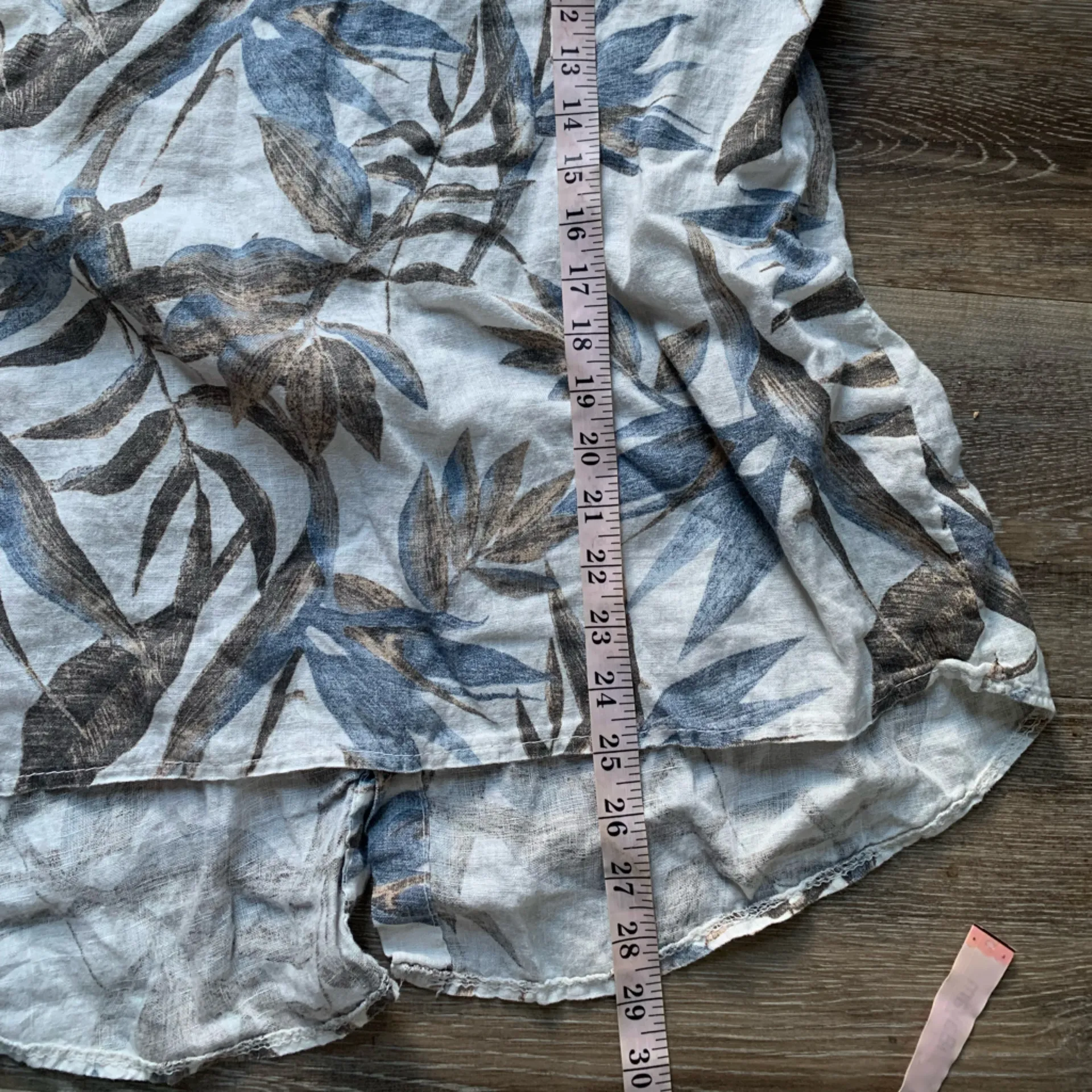 Terzo Millennio White Tropical Leaf Linen Top S - Image 6