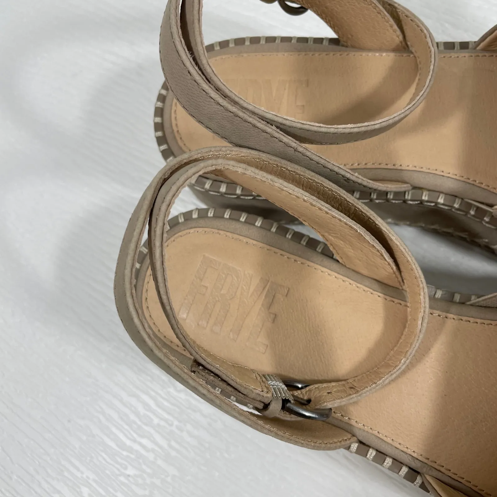 NEW FRYE Joy Ankle Strap Platform Sandal Clay Espadrille Wedge Shoes Size 9 - Image 8