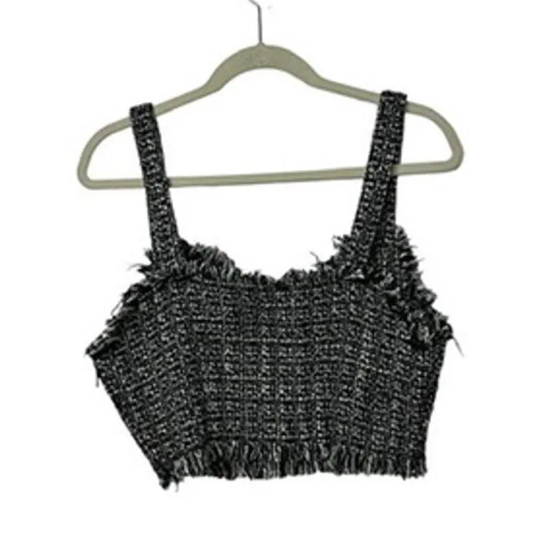Mare Mare X Anthropologie Black & White Tweed Crop Top Women's Sz Small - Image 3