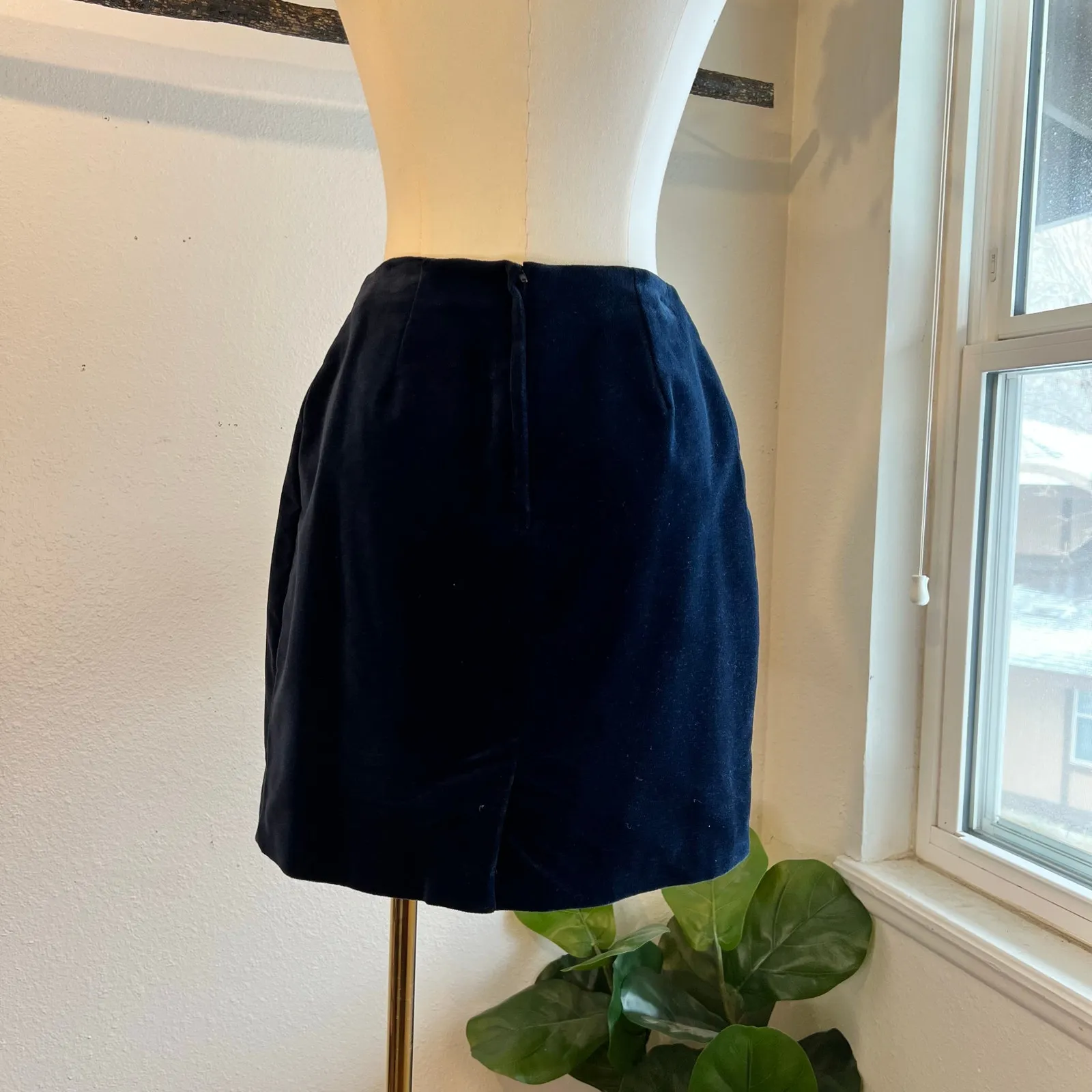 Hugo Buscati Blue Velvet Cotton Mini Skirt USA Made Size 6 - Image 5