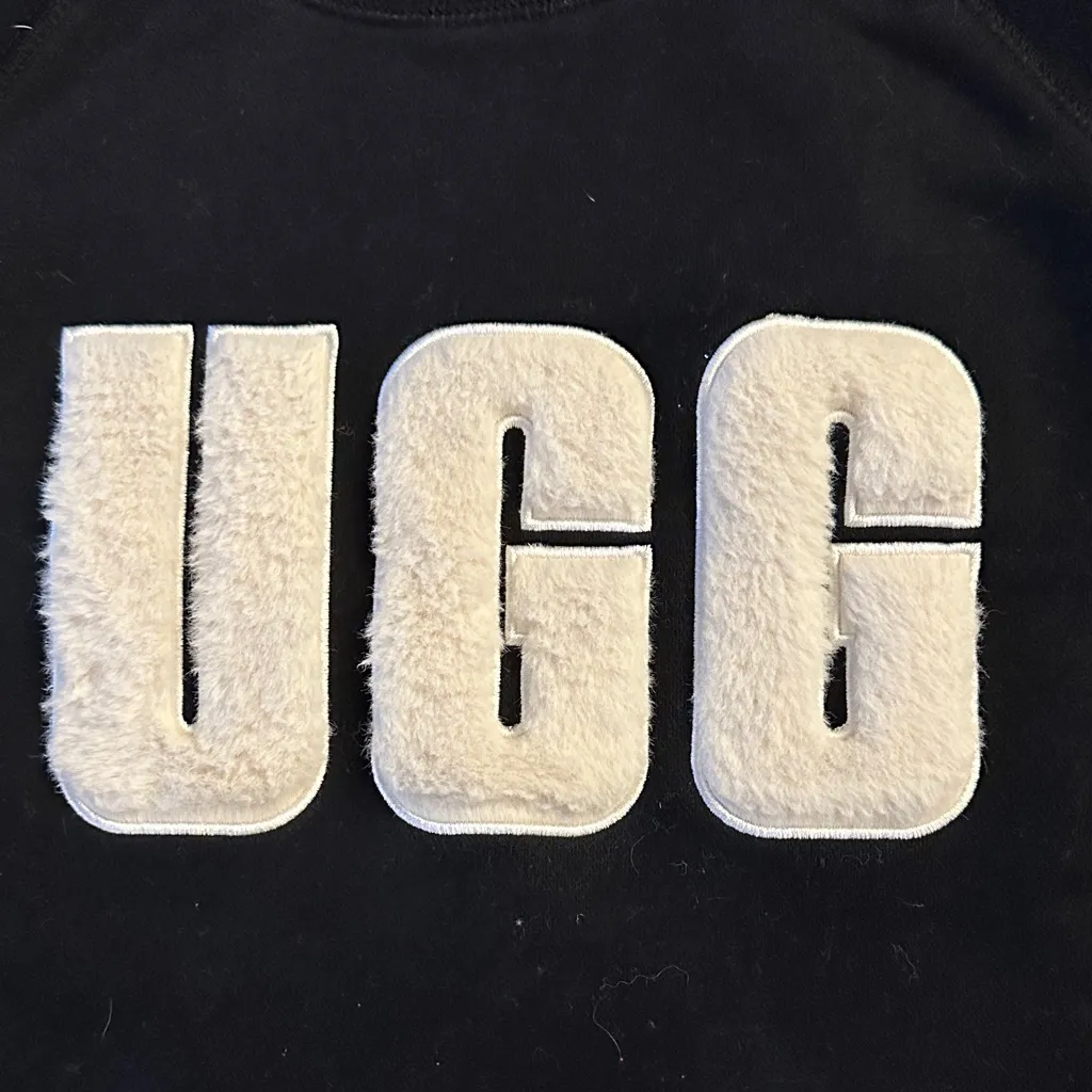 UGG Madeline Fuzzy Logo Black Crewneck, cropped sleeve, Women’s Sz Small - Image 2