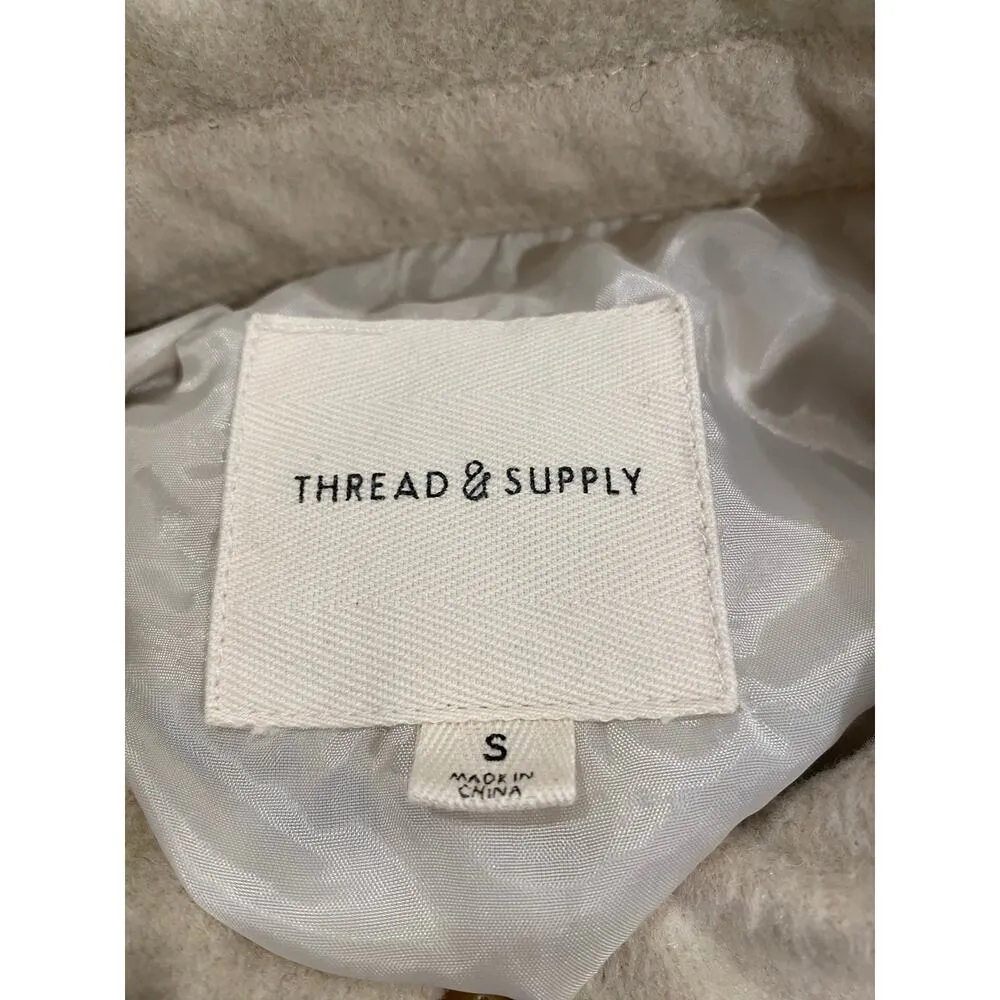 Thread & Supply Heather Ivory Faux Fleece 
Shirt Jacket Shaket Womens Small - Image 8