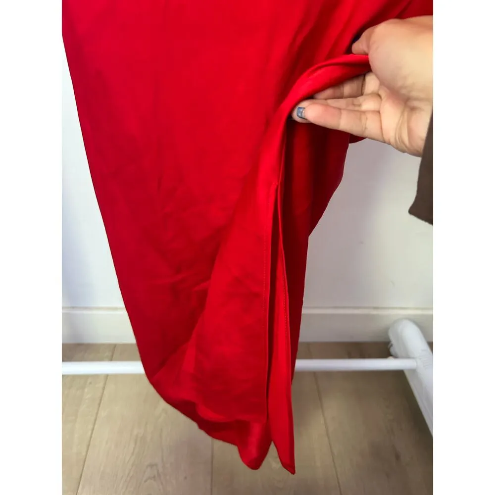 Express Bright Red Satin Midi Dress Size Small - Image 3