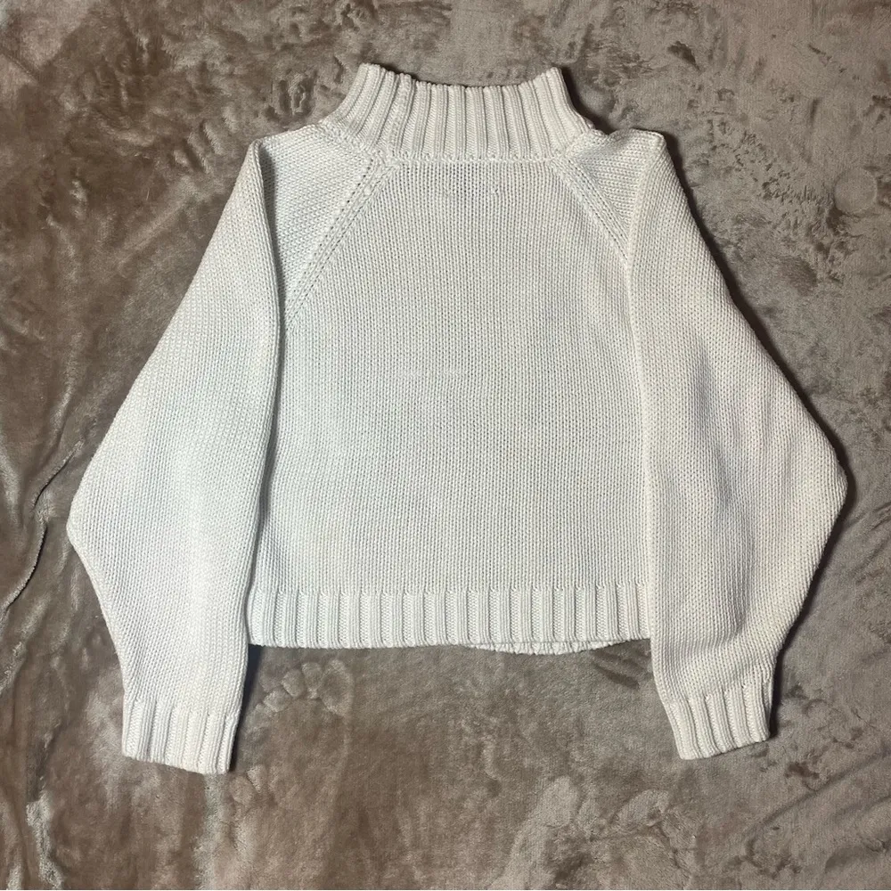 Elie Tahari White Cable Knit Sweater S Mock Neck Chunky Pullover 18x19 NWT - Image 5