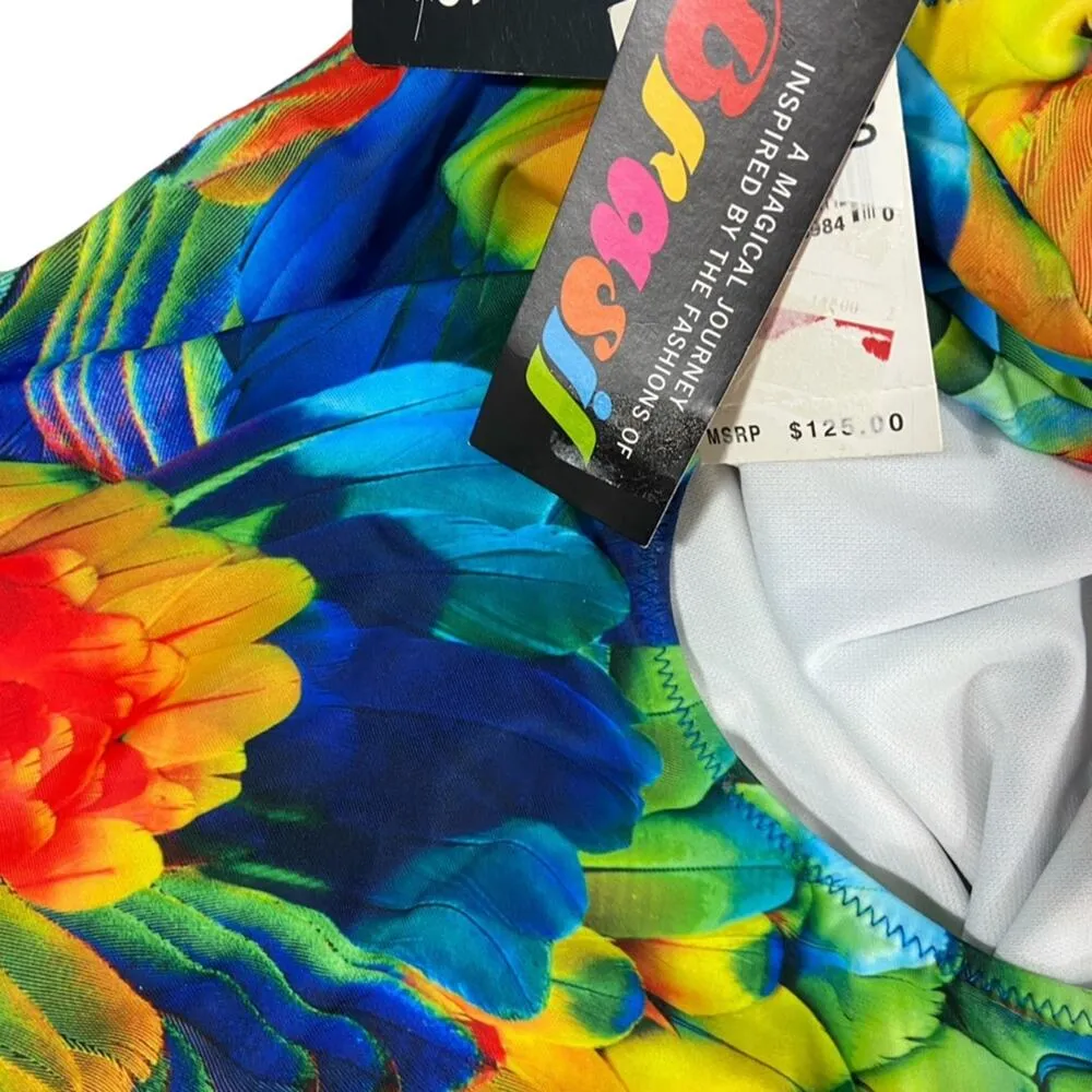 ABS by Allen Schwartz Tropical Parrot Feather Print Swimsuit 8 M - Image 5