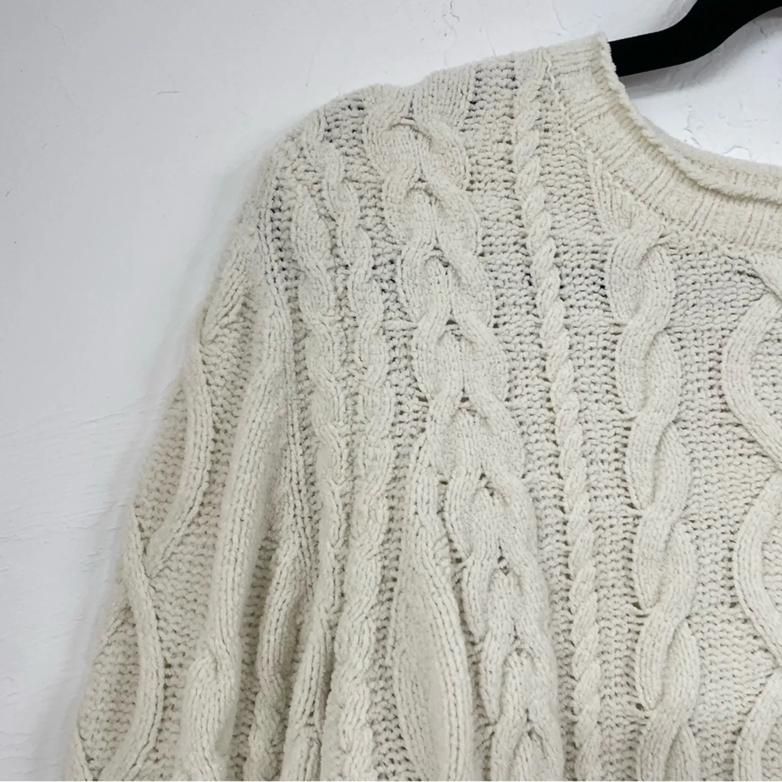 J Jill Cream Cable Knit Soft Pullover Sweater Womens S Chenille Cozy Oversized - Image 7