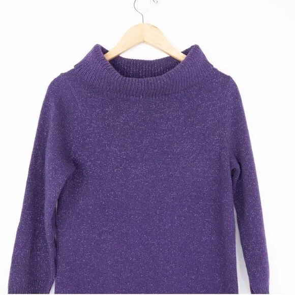 NWOT vineyard vines Lambswool Cashmere‎ Cowl neck Sweater, sparkly Purple, Small - Image 3