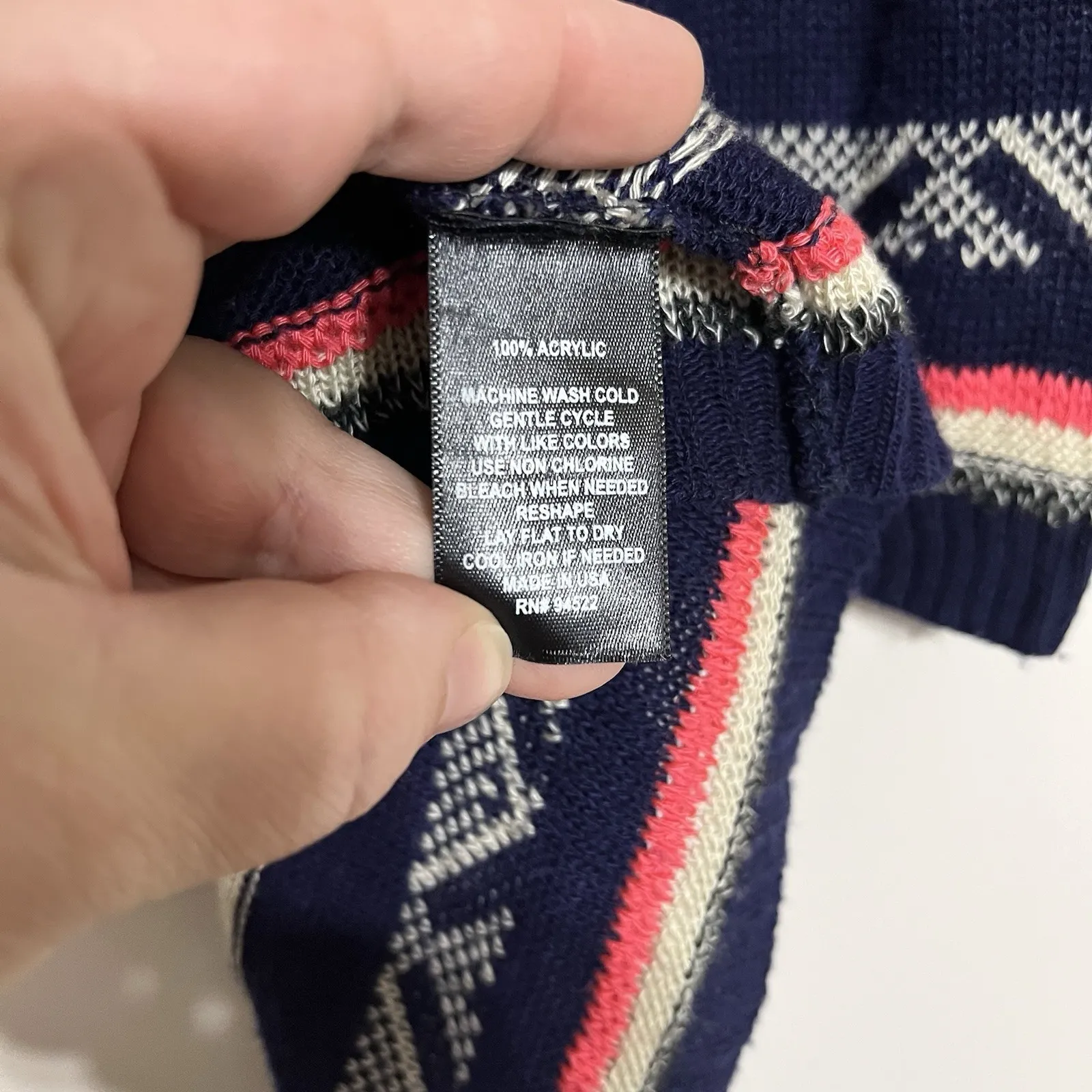 Say What Oversize Open Front Fringe Striped Cardigan Size Medium Pink & Blue - Image 4