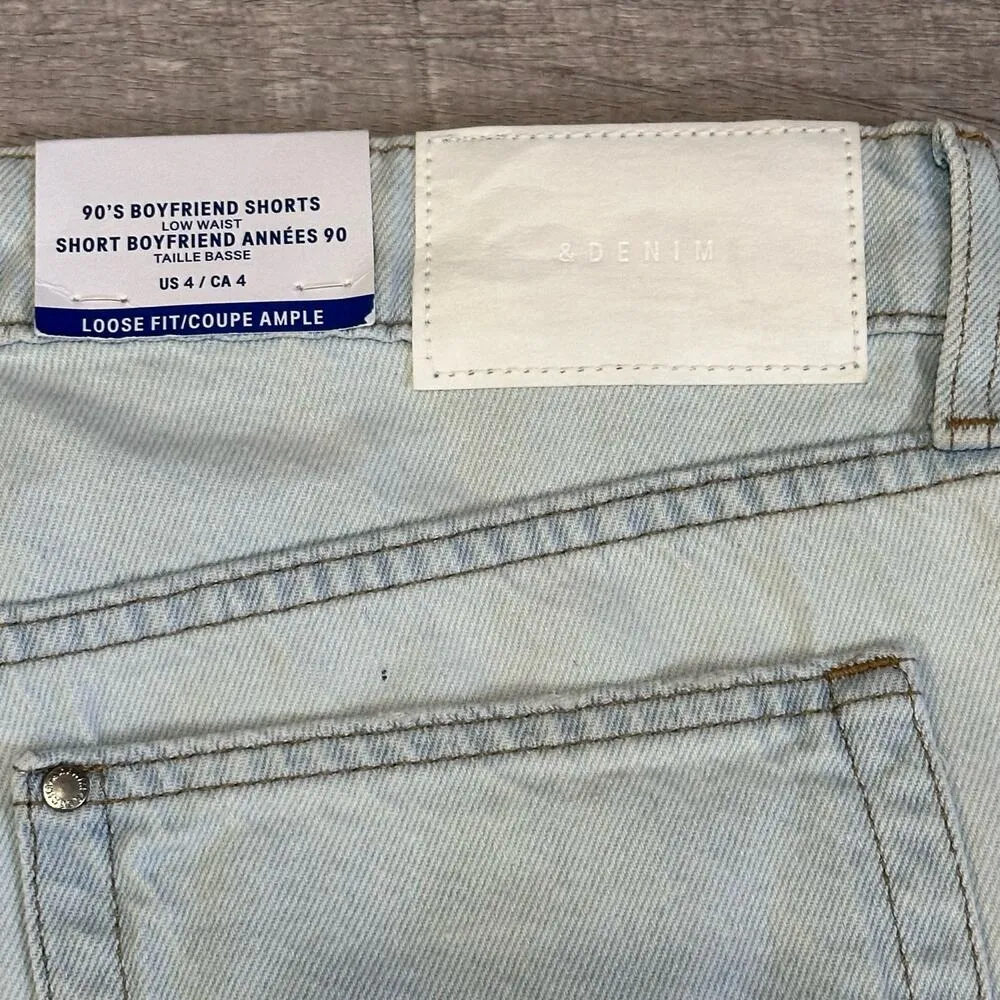 90s Boyfriend Light Denim Short NEW Womens 4 Low Waist Loose Fit Distressed - Image 6
