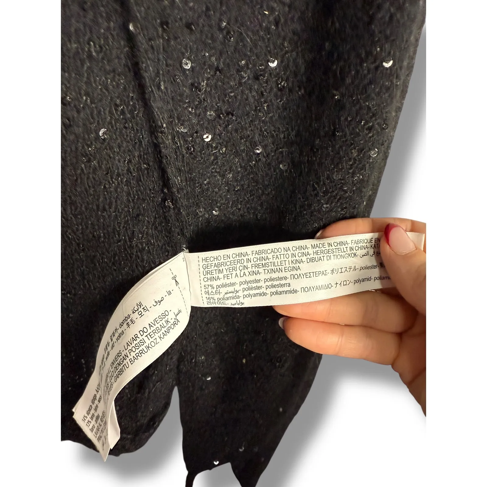 Massimo Dutti Studio Black Sequin Wrap Knit Cardigan Sweater Studio Collection - Image 8