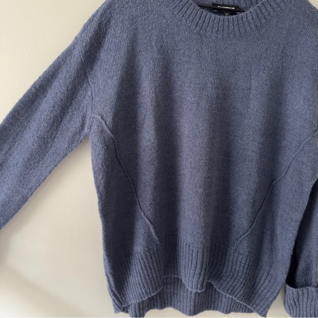 Express Cozy Blue Sweater Long Sleeve Cuffs Crew Neck Solid Fall Winter Casual S - Image 9