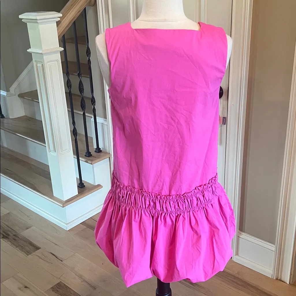 Avara Pink Cotton Bubble Hem Sleeveless Dress Mini Size XS - Image 8