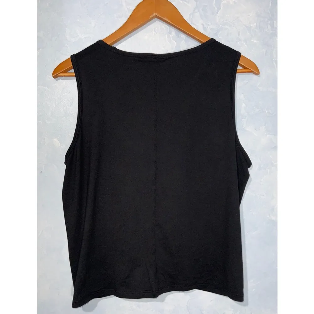 90 Degrees Black Twist Front Crop Athletic Tank Top Exercise Gym Yoga Fitness XL - Image 3