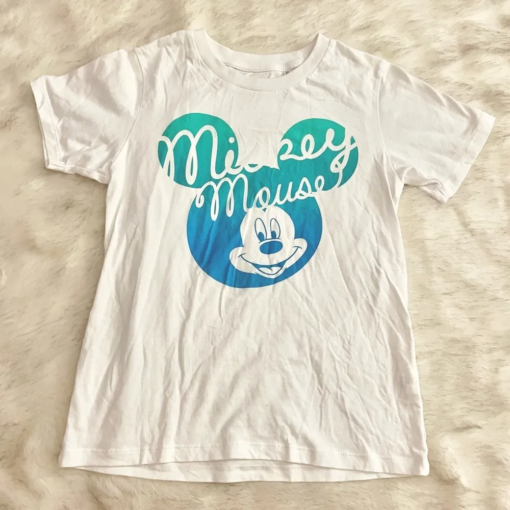 Uniqlo Disney Mickey Mouse Blue Ombré Tee Shirt Top Size XS - Image 3