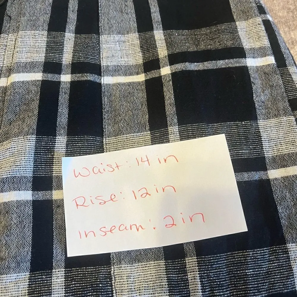 American eagle plaid button front high waisted linen blend shorts size med - Image 7