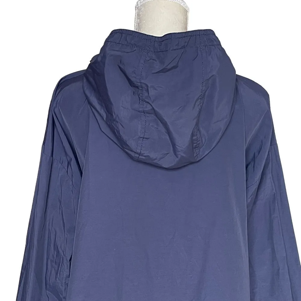 Eileen Fisher Women’s Lightweight Rain Jacket Blue Hooded Zip Snap Pockes - Image 5