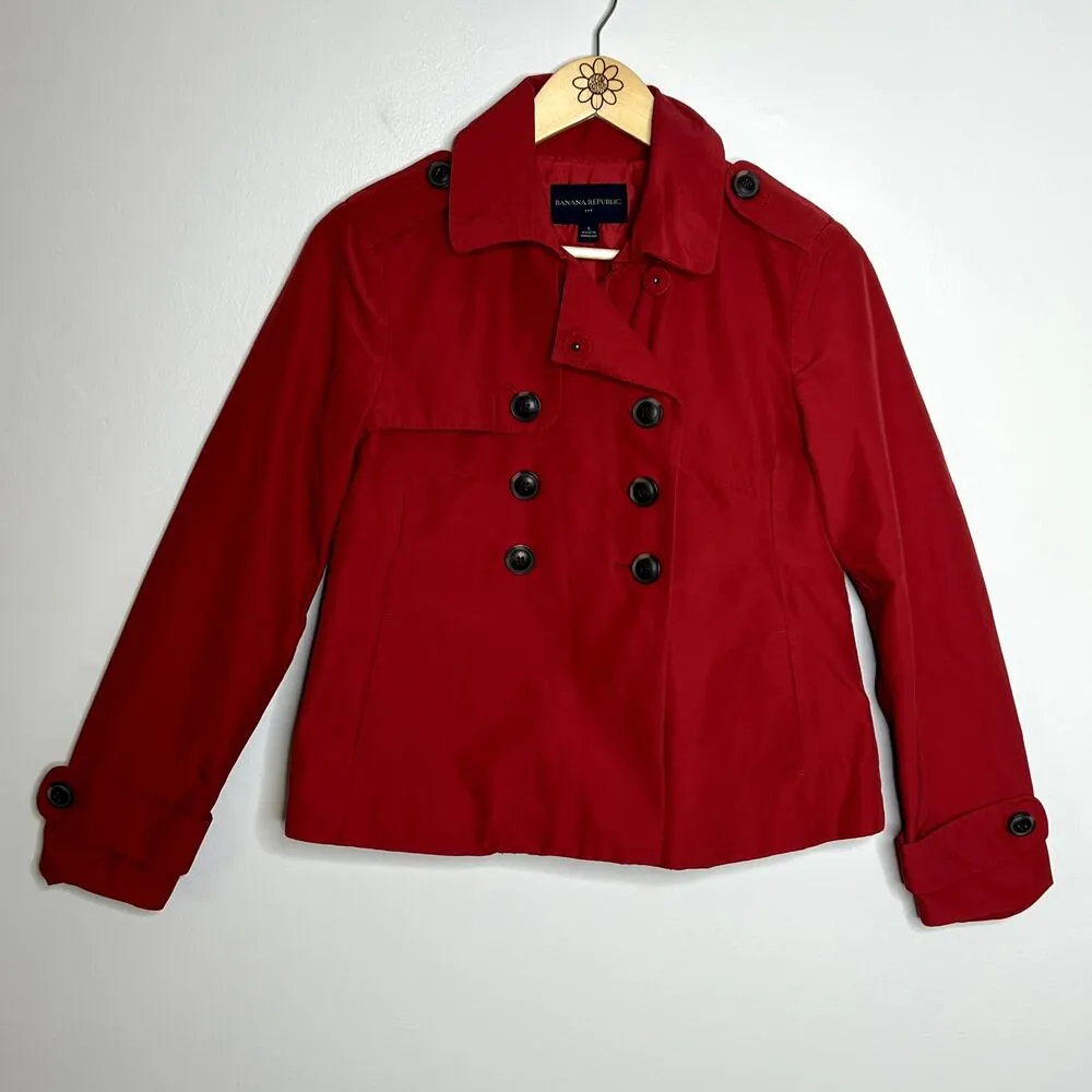 Banana Republic Red Button Down Raincoat - Image 4