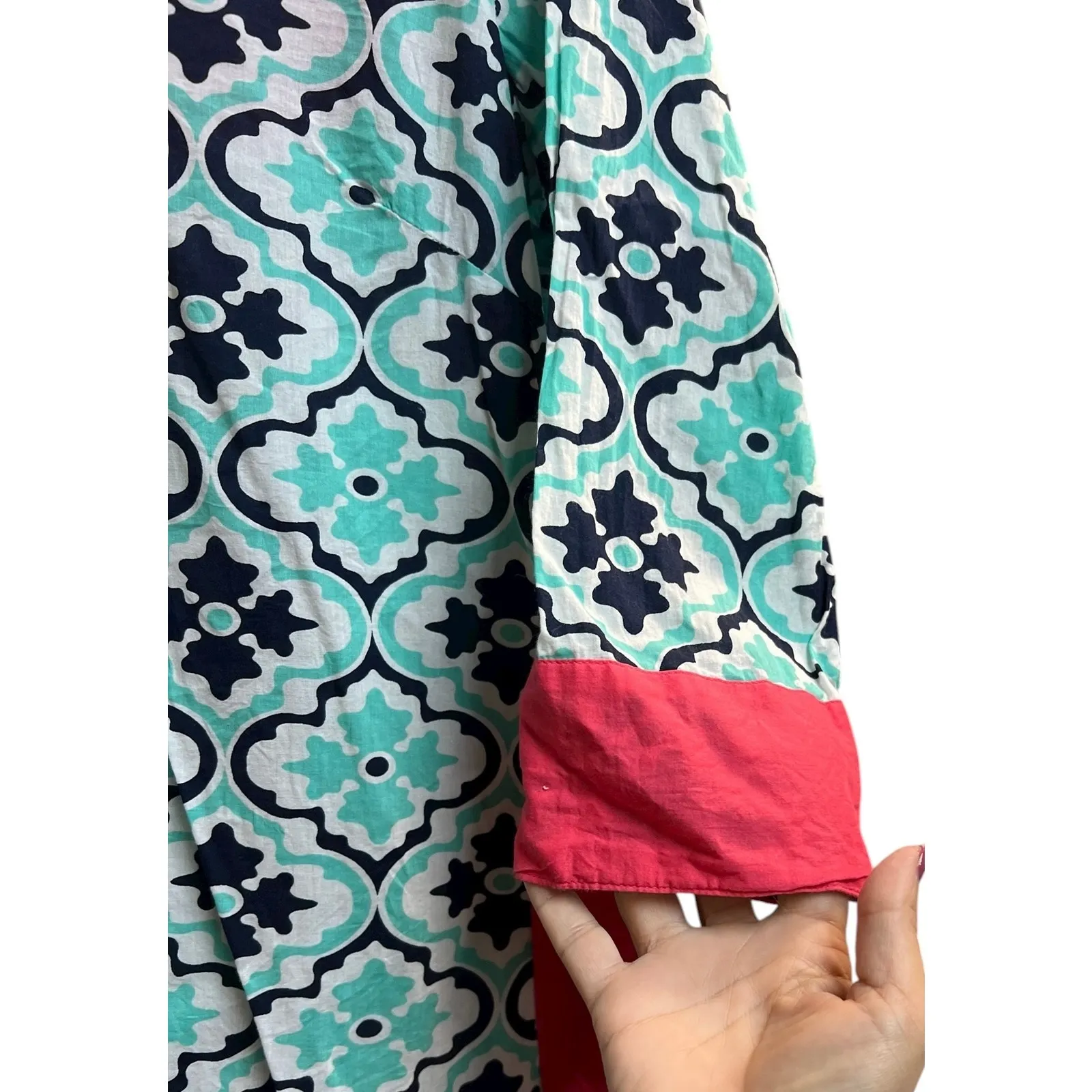 Simply Southern Collection Cotton Tunic Flower Top Aqua Medallions Small - Image 4