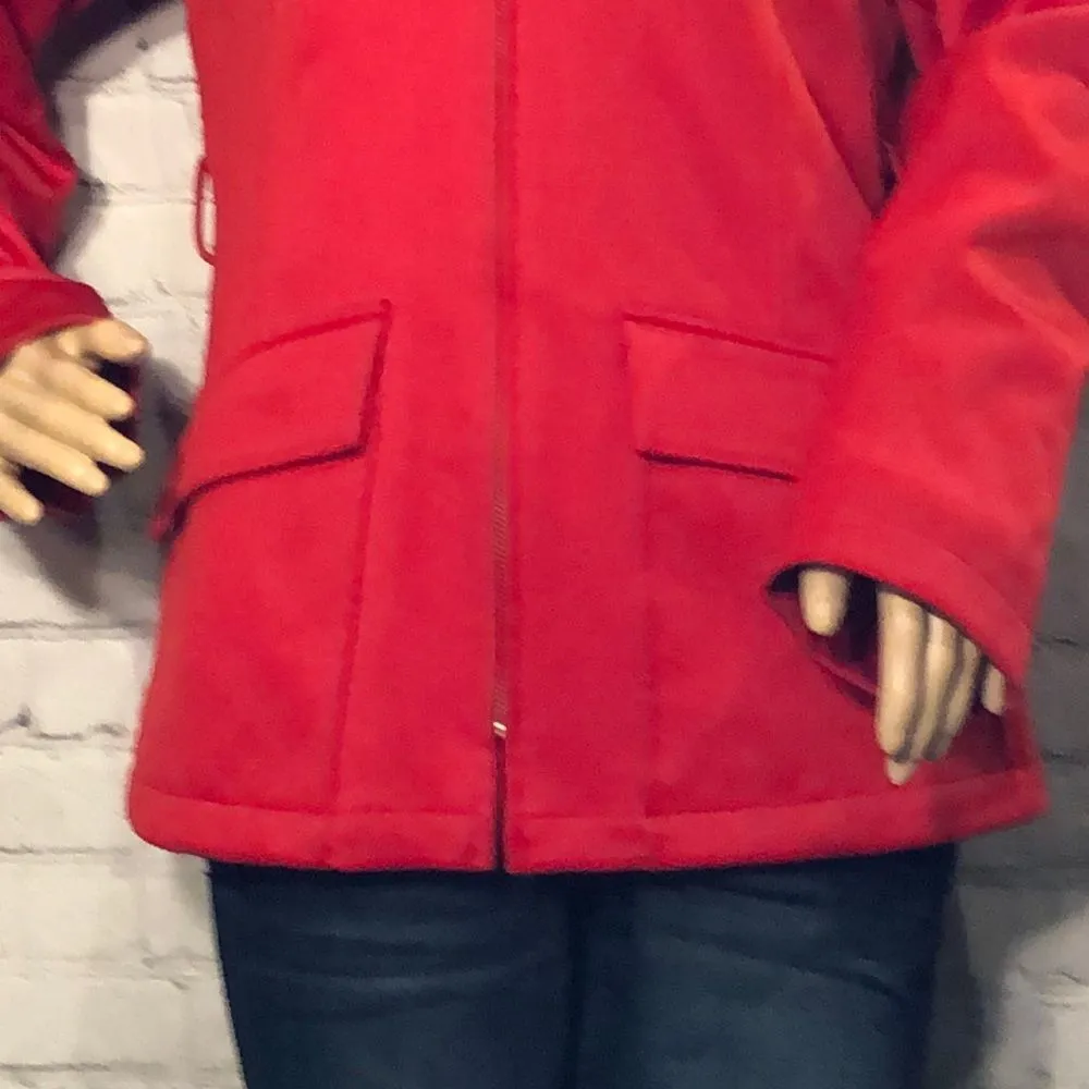 Gallery Petite Red Zip Up Moto Jacket Petite Small - Image 3