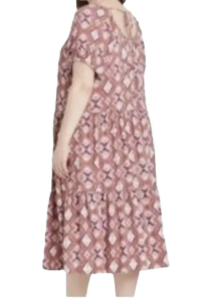 Knox Rose Women’s Tiered Bohemian Midi Dress Plus Size 1X Puff Sleeves Paisley - Image 3