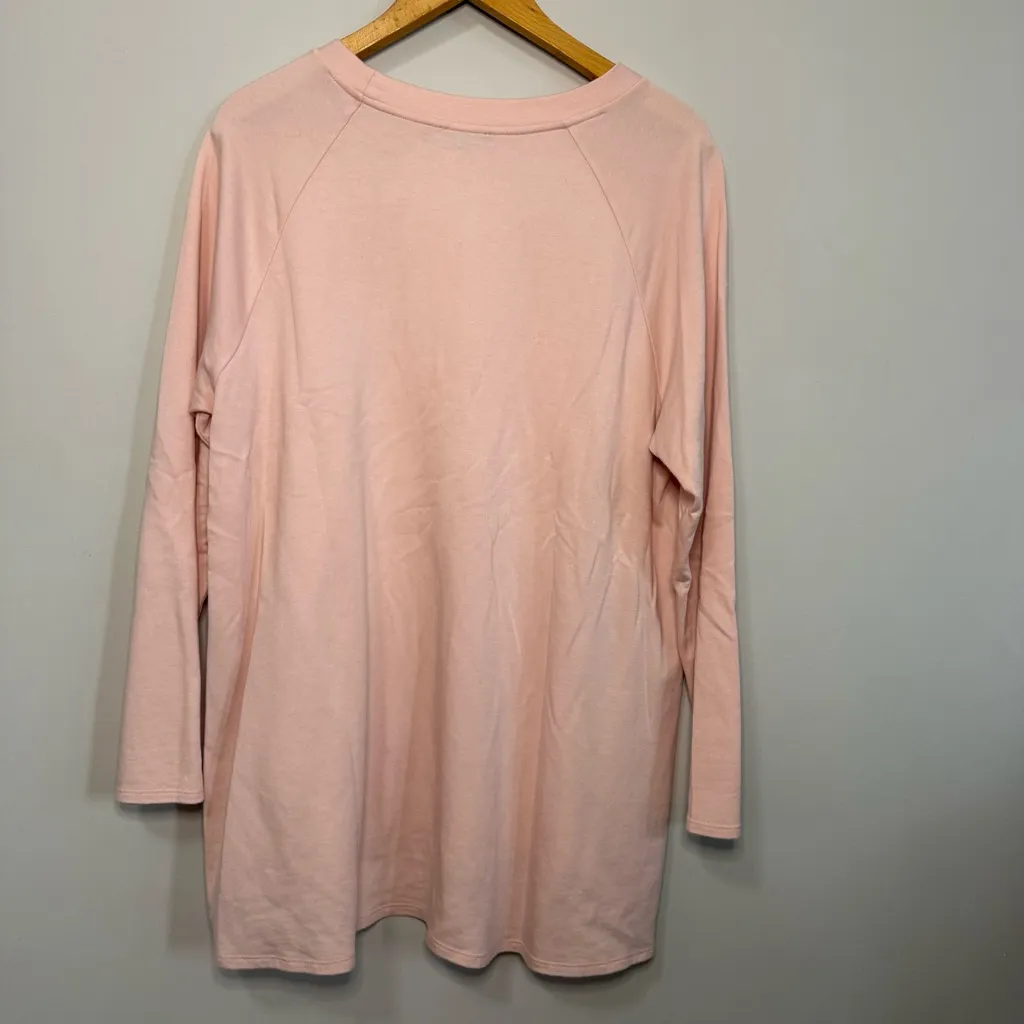 Eileen Fisher  Soft Pink Long Sleeve Tee | XL - Image 4
