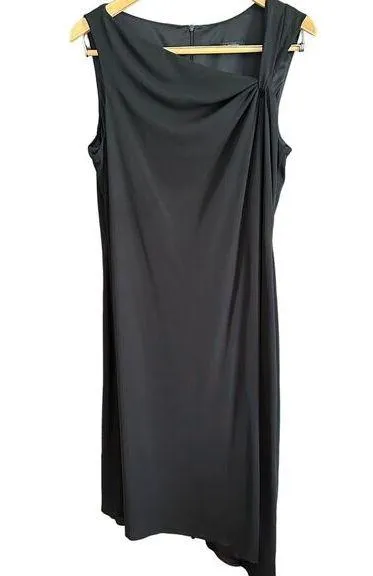 DAVID MEISTER | Black Asymmetrical Neckline and Hemline Little Black Dress | 14 - Image 1