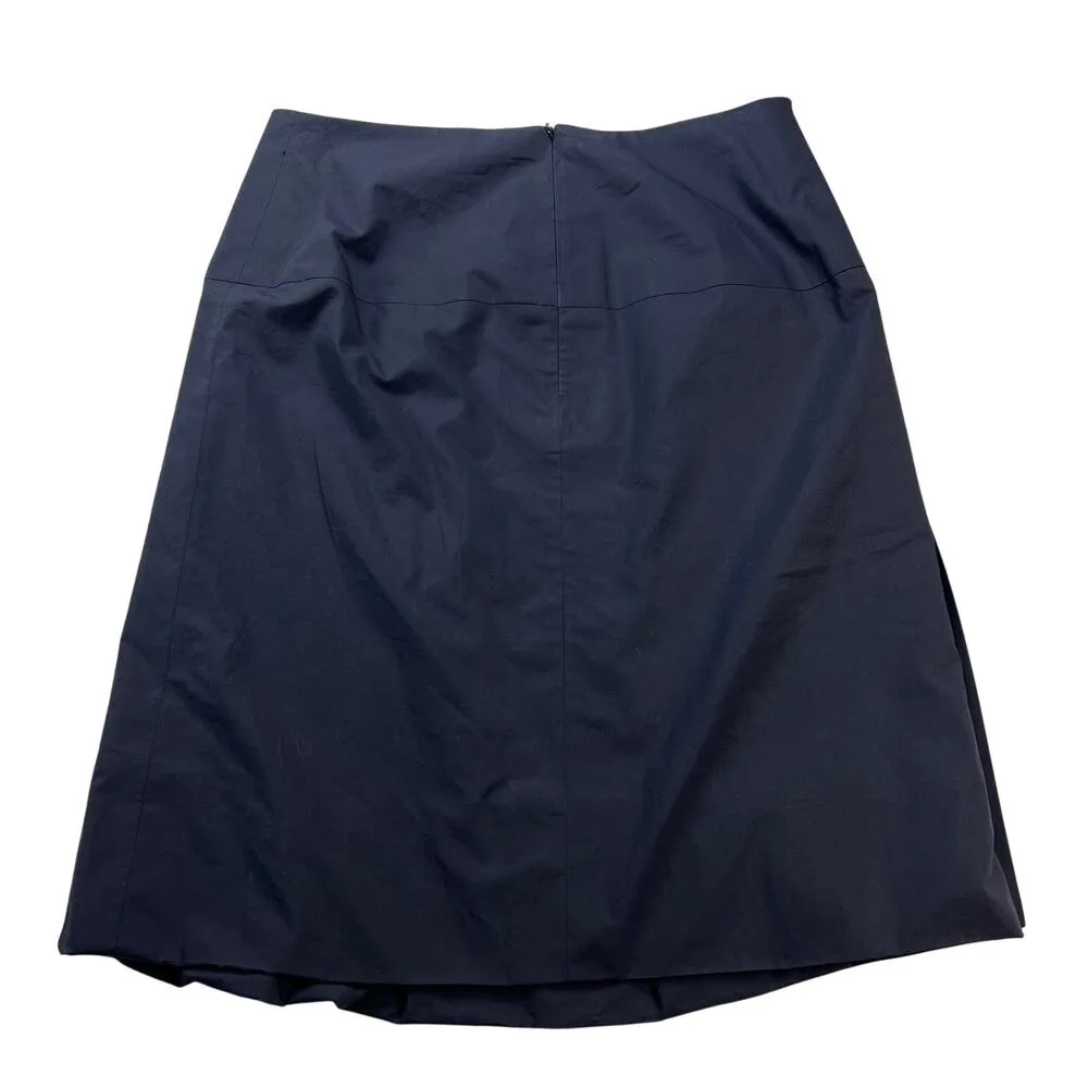Pauw Amsterdam Cotton Navy Blue Knee Length Bubble Hem Wrap Skirt Size 0 (XS) - Image 5