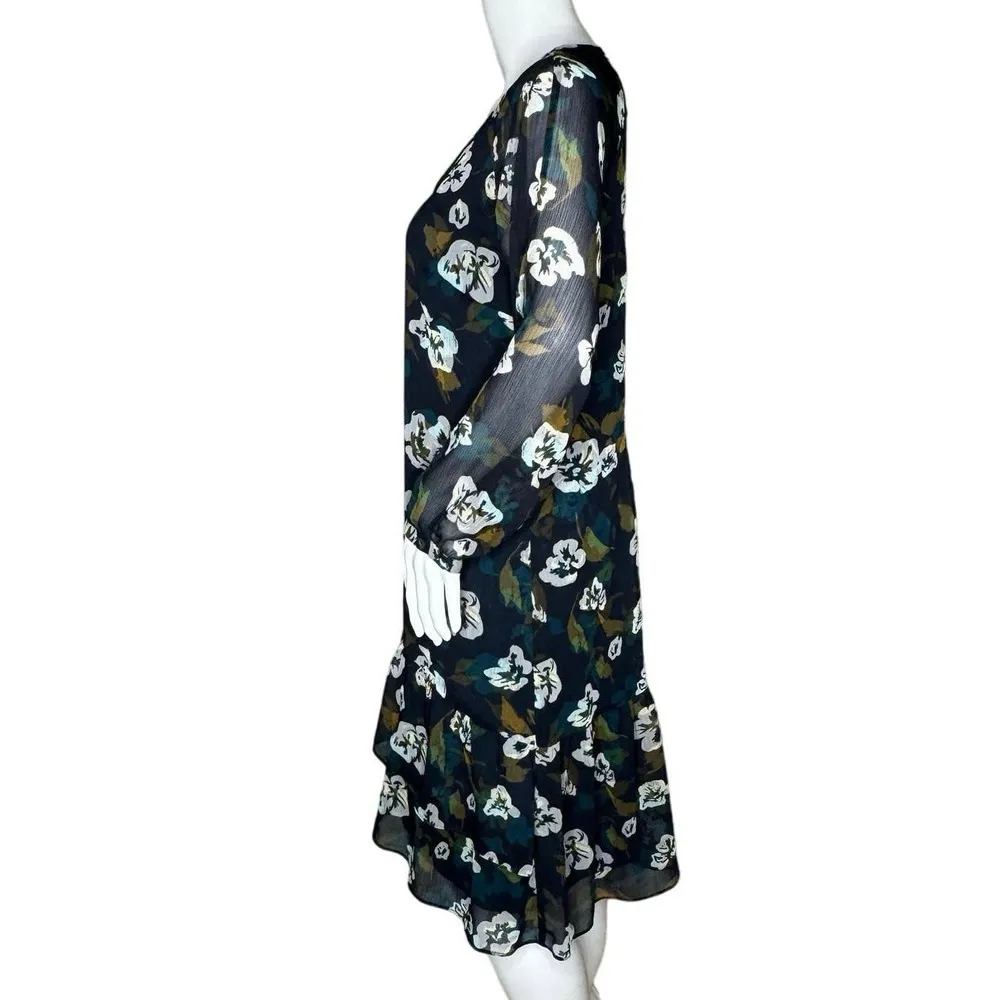 Cabi Dress Women Small Green White Pirouette Floating Floral Flower Preppy Bloom - Image 3