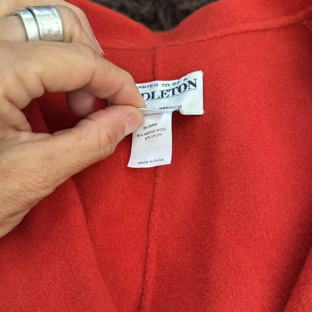 Pendleton Holiday Red Orange Wool Blazer 3-Button Jacket Women’s Size medium - Image 9