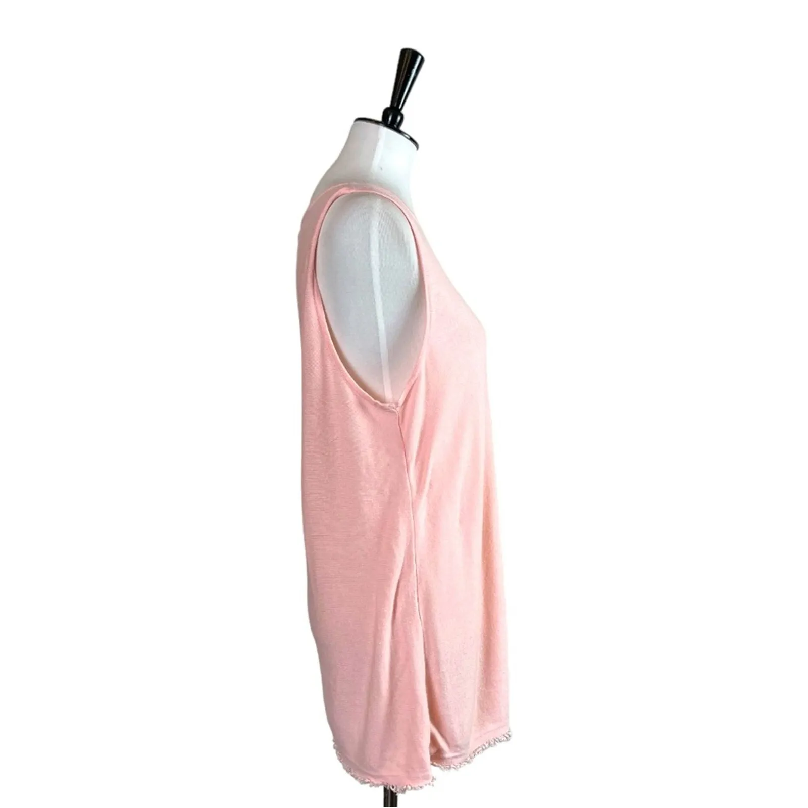 J.Jill Linen Blend Tunic Top Frayed Hem Sleeveless Pink Women’s Size Large Size M - Image 3