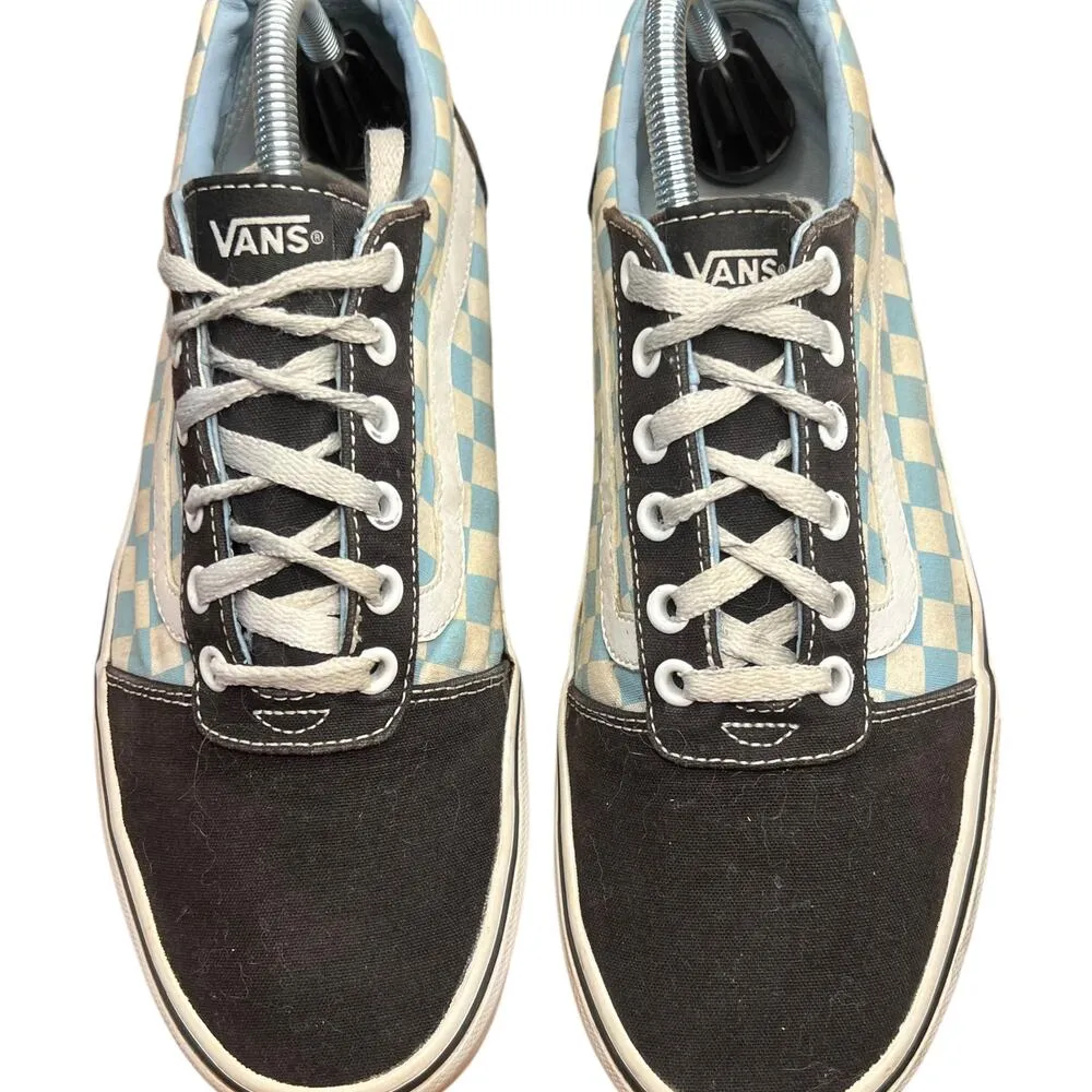 Vans Authentic Old Skool Baby Blue/True White Checkerboard Sneakers - Women's 10 - Image 4