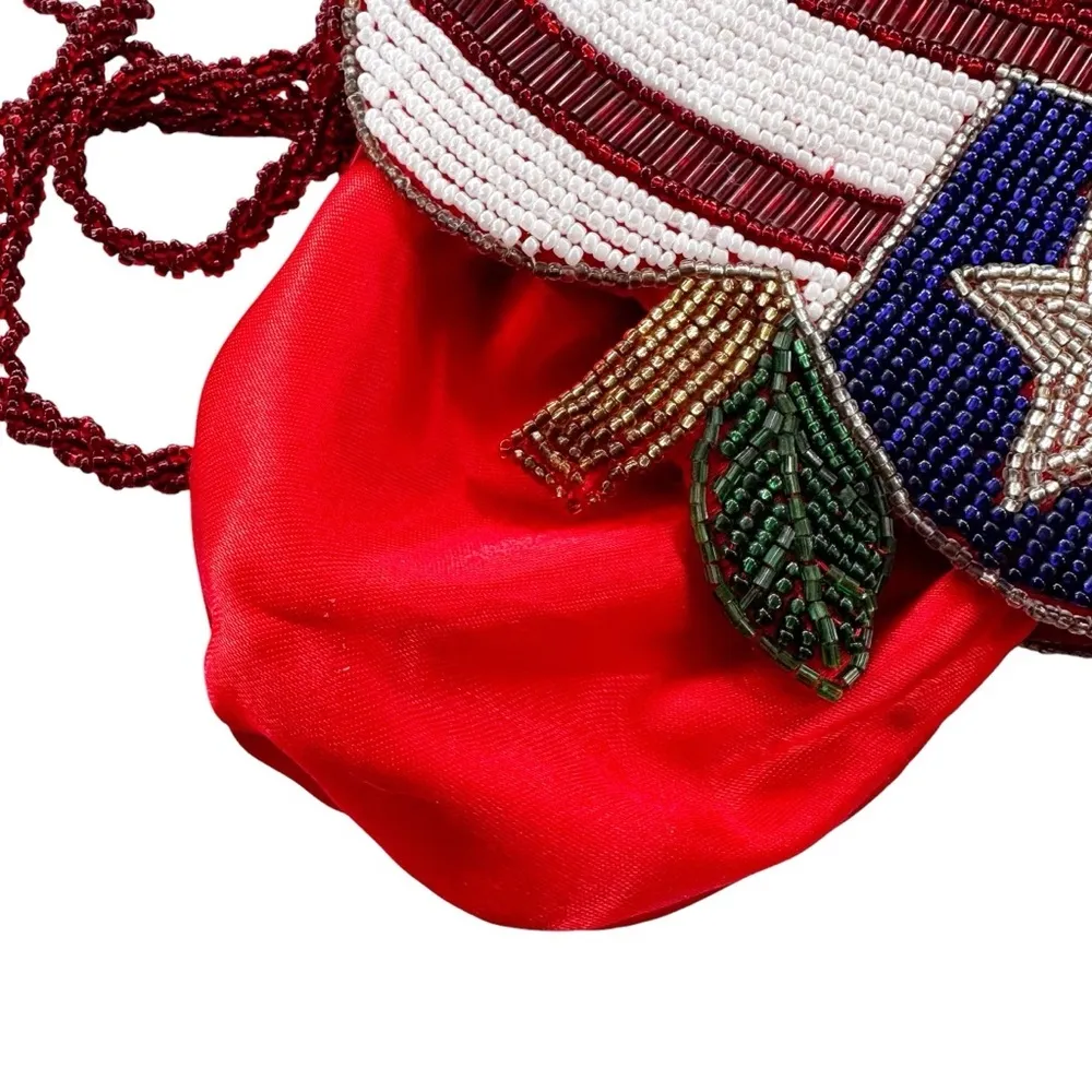 Beaded New York Apple Flag Small Shoulder Bag Red - Image 7