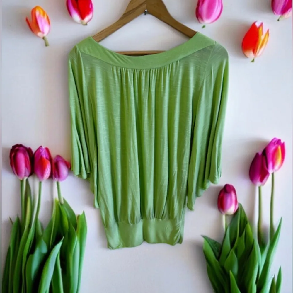 Rampage Long Sleeve Tunic - plus Size S. Lightweight wide sleeve kimono green - Image 3