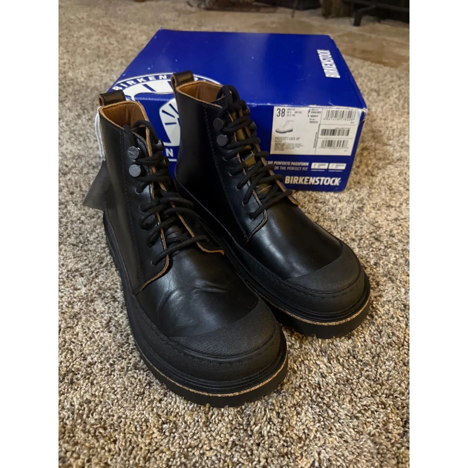 Birkenstock Prescott Lace Women Black Boots Ankle Boots Leather sz 38 (7-7.5) - Image 5