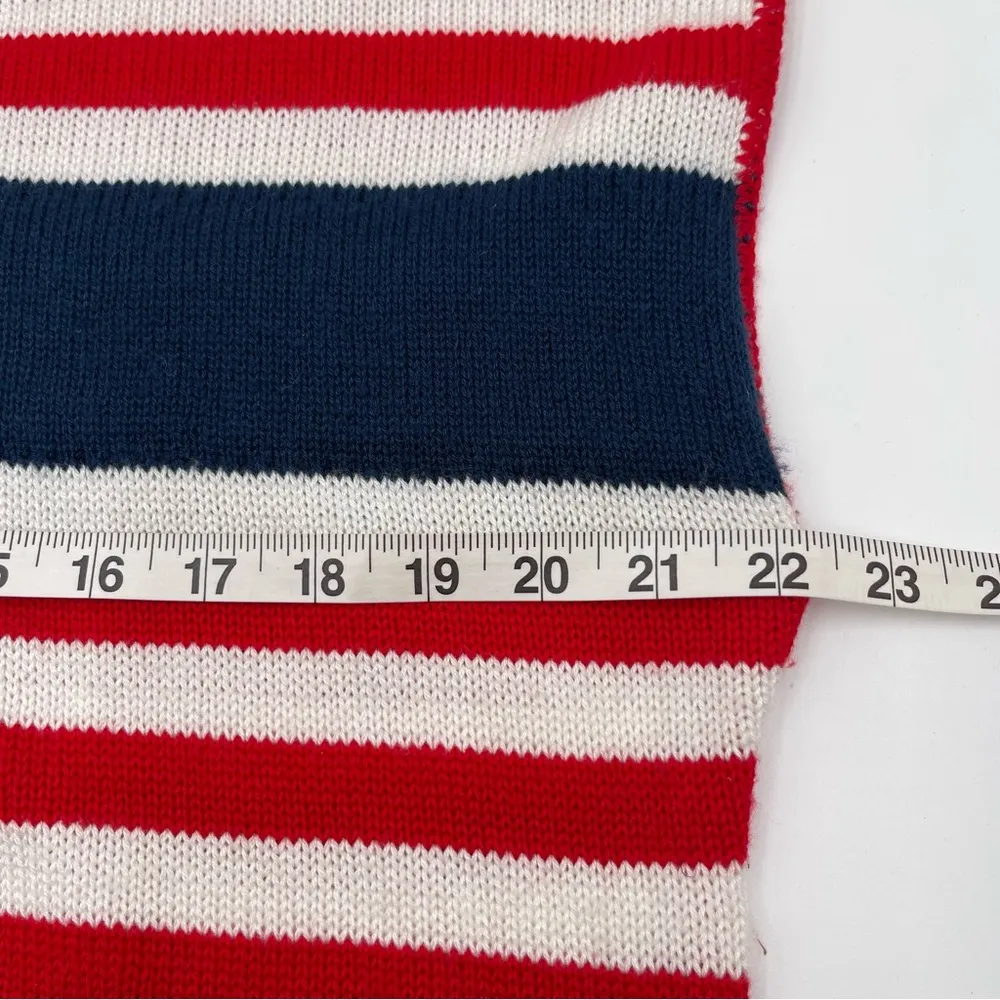 Vintage Sweater Bazaar SZ Med? Sleeveless Sweater Knit Red White Blue Patriotic - Image 4