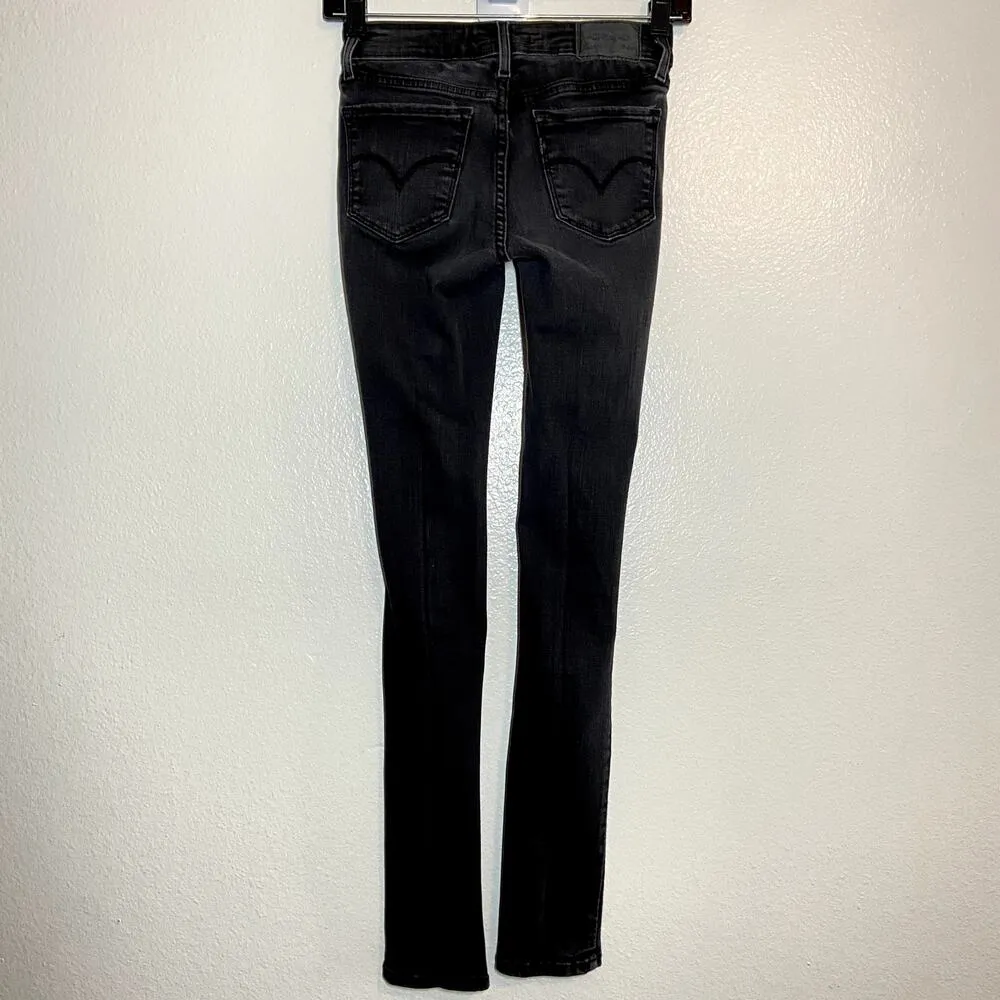 Levi's 711 Skinny Jean Distressed Ripped 5 Pocket Mystery Black 25"x30" - Image 6