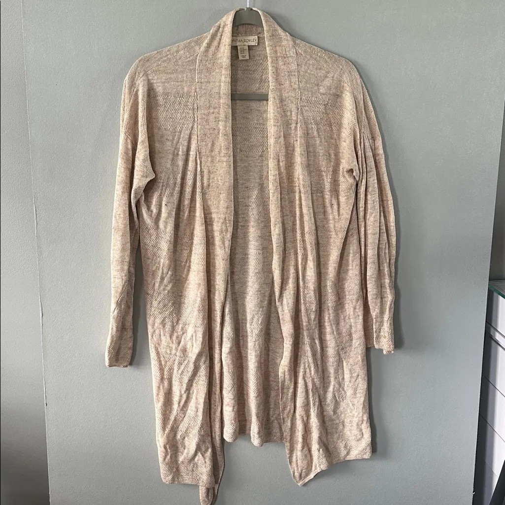 Cynthia Rowley Beige Open Front‎ Knit Cardigan - Image 2