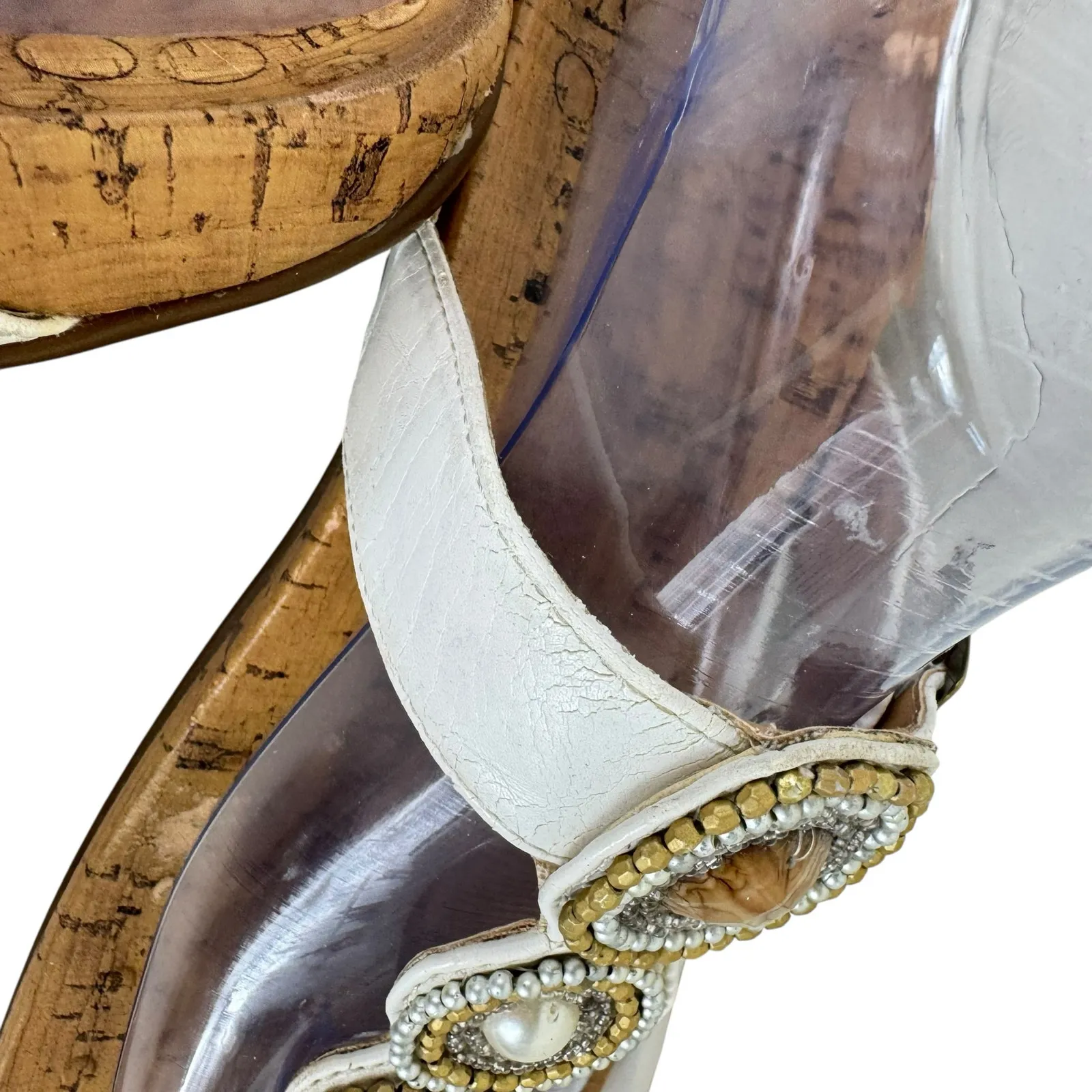 Vionic White Adelie Embellished Cork Insole Adjustable Strap Sandals Women's 8 - Image 2